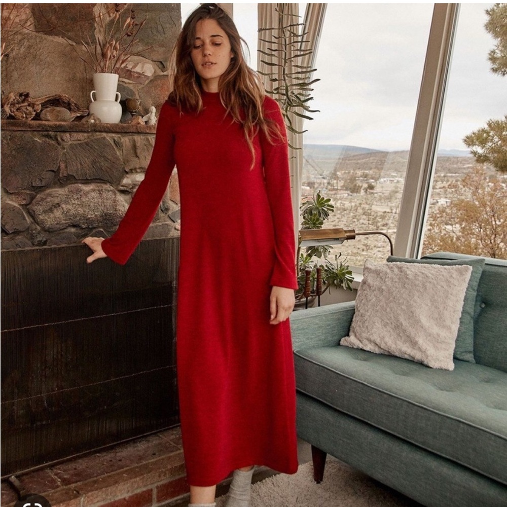 Christy Dawn Red Orange Knit Long Sleeve Sweater Dress XS